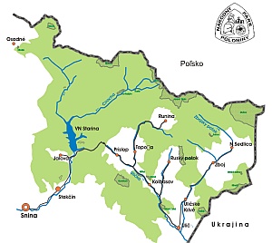 Mapa Národného parku Poloniny