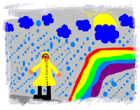 dievča v daždi